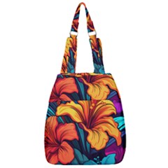 Hibiscus Flowers Colorful Vibrant Tropical Garden Bright Saturated Nature Center Zip Backpack