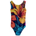 Hibiscus Flowers Colorful Vibrant Tropical Garden Bright Saturated Nature Kids  Cut-Out Back One Piece Swimsuit View1