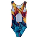 Hibiscus Flowers Colorful Vibrant Tropical Garden Bright Saturated Nature Kids  Cut-Out Back One Piece Swimsuit View2