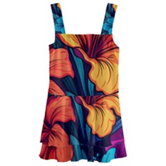 Hibiscus Flowers Colorful Vibrant Tropical Garden Bright Saturated Nature Kids  Layered Skirt Swimsuit