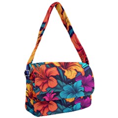 Hibiscus Flowers Colorful Vibrant Tropical Garden Bright Saturated Nature Courier Bag