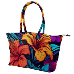 Hibiscus Flowers Colorful Vibrant Tropical Garden Bright Saturated Nature Canvas Shoulder Bag