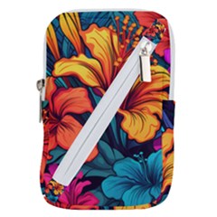 Hibiscus Flowers Colorful Vibrant Tropical Garden Bright Saturated Nature Belt Pouch Bag (small)