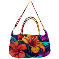 Hibiscus Flowers Colorful Vibrant Tropical Garden Bright Saturated Nature Removable Strap Handbag