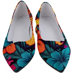 Hibiscus Flowers Colorful Vibrant Tropical Garden Bright Saturated Nature Women s Block Heels 