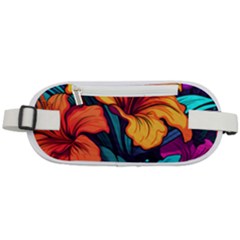 Hibiscus Flowers Colorful Vibrant Tropical Garden Bright Saturated Nature Rounded Waist Pouch