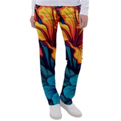 Hibiscus Flowers Colorful Vibrant Tropical Garden Bright Saturated Nature Women s Casual Pants by Maspions