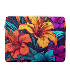 Hibiscus Flowers Colorful Vibrant Tropical Garden Bright Saturated Nature 16  Vertical Laptop Sleeve Case With Pocket by Maspions