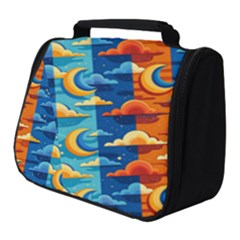 Clouds Stars Sky Moon Day And Night Background Wallpaper Full Print Travel Pouch (small)