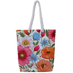 Flowers Plants Bouquets Decor Flower Decoration Garden Flower Shop Scent Romance Wallpaper Nature Full Print Rope Handle Tote (small)