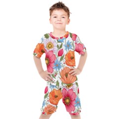 Flowers Plants Bouquets Decor Flower Decoration Garden Flower Shop Scent Romance Wallpaper Nature Kids  T-shirt And Shorts Set