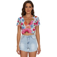 Flowers Plants Bouquets Decor Flower Decoration Garden Flower Shop Scent Romance Wallpaper Nature V-neck Crop Top by Maspions