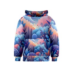 Nature Night Bushes Flowers Leaves Clouds Landscape Berries Story Fantasy Wallpaper Background Sampl Kids  Pullover Hoodie by Maspions