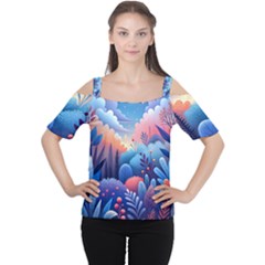 Nature Night Bushes Flowers Leaves Clouds Landscape Berries Story Fantasy Wallpaper Background Sampl Cutout Shoulder T-shirt