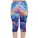 Nature Night Bushes Flowers Leaves Clouds Landscape Berries Story Fantasy Wallpaper Background Sampl Velvet Capri Leggings  View2