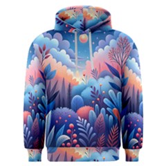 Nature Night Bushes Flowers Leaves Clouds Landscape Berries Story Fantasy Wallpaper Background Sampl Men s Overhead Hoodie by Maspions