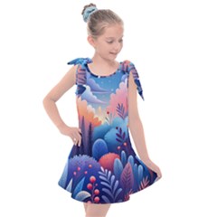 Nature Night Bushes Flowers Leaves Clouds Landscape Berries Story Fantasy Wallpaper Background Sampl Kids  Tie Up Tunic Dress