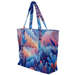 Nature Night Bushes Flowers Leaves Clouds Landscape Berries Story Fantasy Wallpaper Background Sampl Zip Up Canvas Bag by Maspions