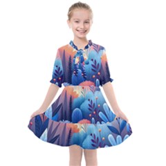 Nature Night Bushes Flowers Leaves Clouds Landscape Berries Story Fantasy Wallpaper Background Sampl Kids  All Frills Chiffon Dress