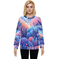 Nature Night Bushes Flowers Leaves Clouds Landscape Berries Story Fantasy Wallpaper Background Sampl Hidden Pocket Sweatshirt by Maspions