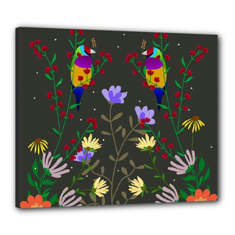 Bird Flower Plant Nature Canvas 24  X 20  (stretched)