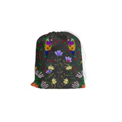 Bird Flower Plant Nature Drawstring Pouch (small)