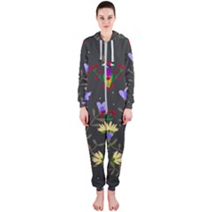 Bird Flower Plant Nature Hooded Jumpsuit (ladies)