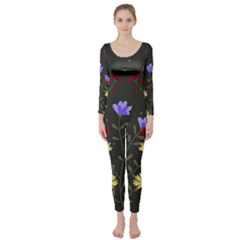 Bird Flower Plant Nature Long Sleeve Catsuit