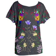 Bird Flower Plant Nature Women s Oversized T-shirt