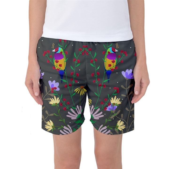 Bird Flower Plant Nature Women s Basketball Shorts