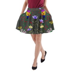 Bird Flower Plant Nature A-line Pocket Skirt