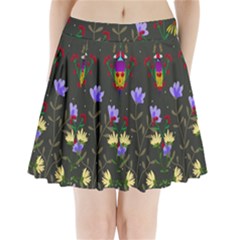 Bird Flower Plant Nature Pleated Mini Skirt by Maspions