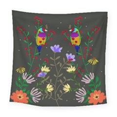 Bird Flower Plant Nature Square Tapestry (large)