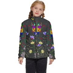 Bird Flower Plant Nature Kids  Puffer Bubble Jacket Coat by Maspions