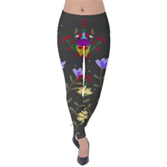 Bird Flower Plant Nature Velvet Leggings