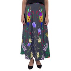 Bird Flower Plant Nature Flared Maxi Skirt