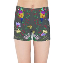 Bird Flower Plant Nature Kids  Sports Shorts by Maspions