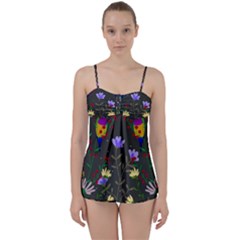 Bird Flower Plant Nature Babydoll Tankini Set by Maspions