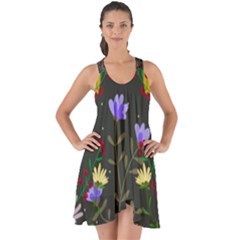 Bird Flower Plant Nature Show Some Back Chiffon Dress