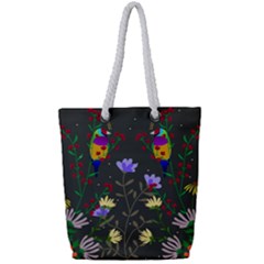 Bird Flower Plant Nature Full Print Rope Handle Tote (small)