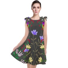 Bird Flower Plant Nature Tie Up Tunic Dress by Maspions