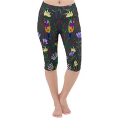 Bird Flower Plant Nature Lightweight Velour Cropped Yoga Leggings