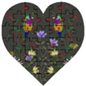 Bird Flower Plant Nature Wooden Puzzle Heart View1