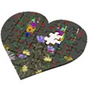 Bird Flower Plant Nature Wooden Puzzle Heart View2