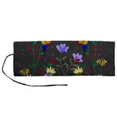 Bird Flower Plant Nature Roll Up Canvas Pencil Holder (m)