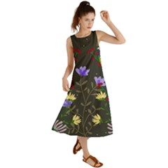 Bird Flower Plant Nature Summer Maxi Dress