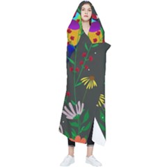 Bird Flower Plant Nature Wearable Blanket