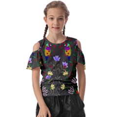 Bird Flower Plant Nature Kids  Butterfly Cutout T-shirt