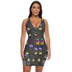 Bird Flower Plant Nature Draped Bodycon Dress