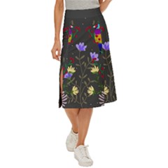 Bird Flower Plant Nature Midi Panel Skirt